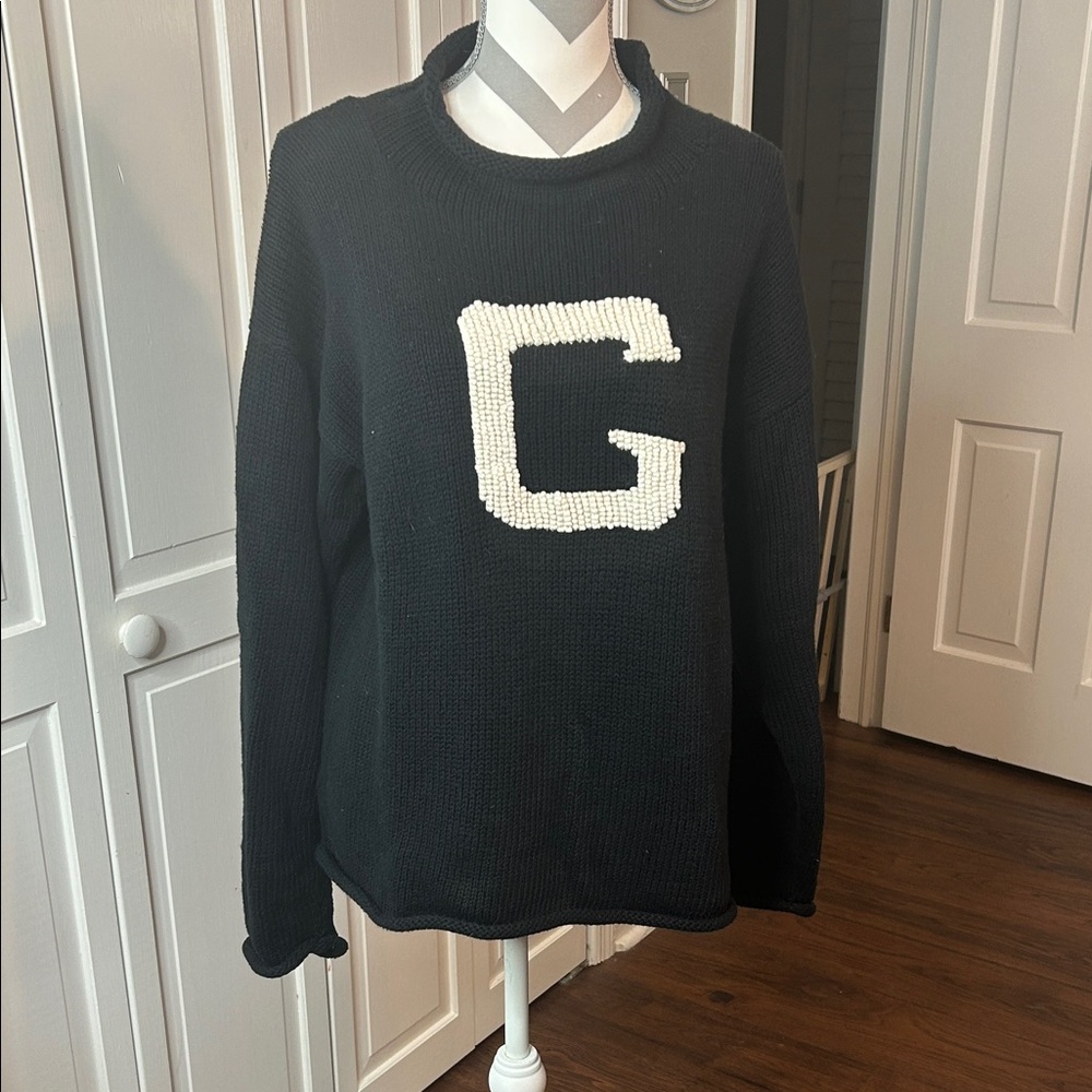 Claver “G”  Black Sweater with White Initial